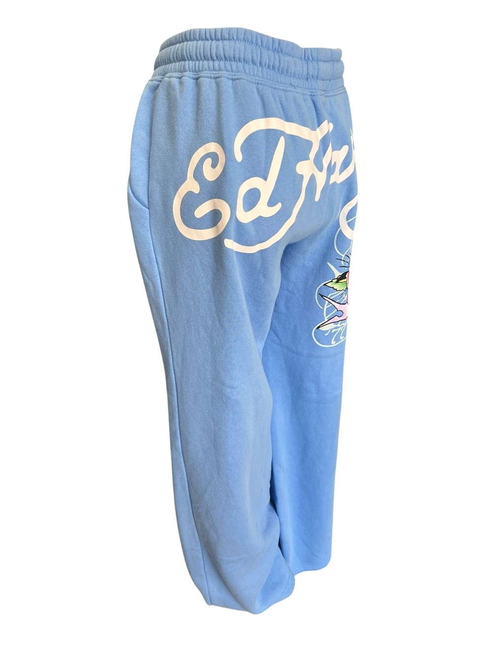 Ed Hardy Baby Blue Wide Leg Sweatpants Y2K Tattoo Graphic Lounge Pants L - Picture 6 of 10